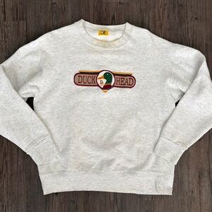VINTAGE 90S DUCK HEAD GRAPHIC EMBROIDERED GREY SWEATSHIRT MENS MEDIUM
